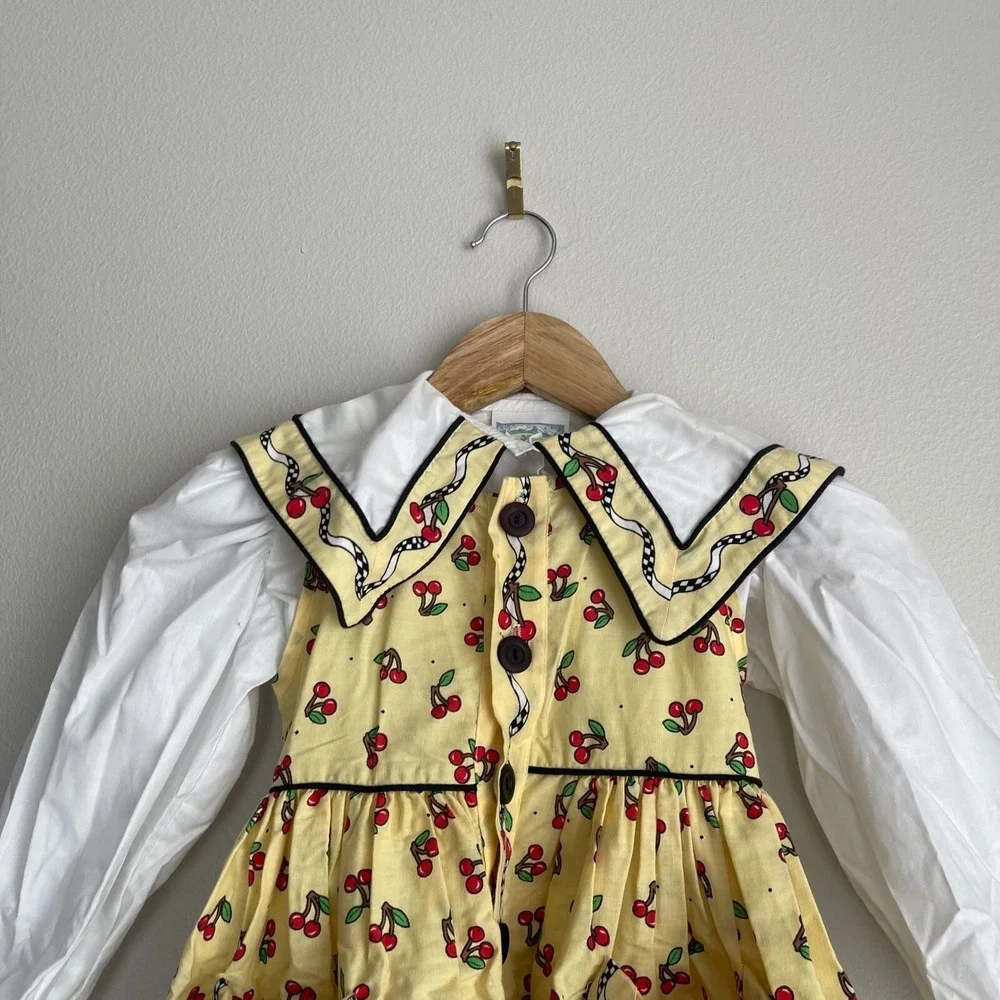Vintage‎ Daisy Kingdom Yellow Cherry Print Button Front Dress